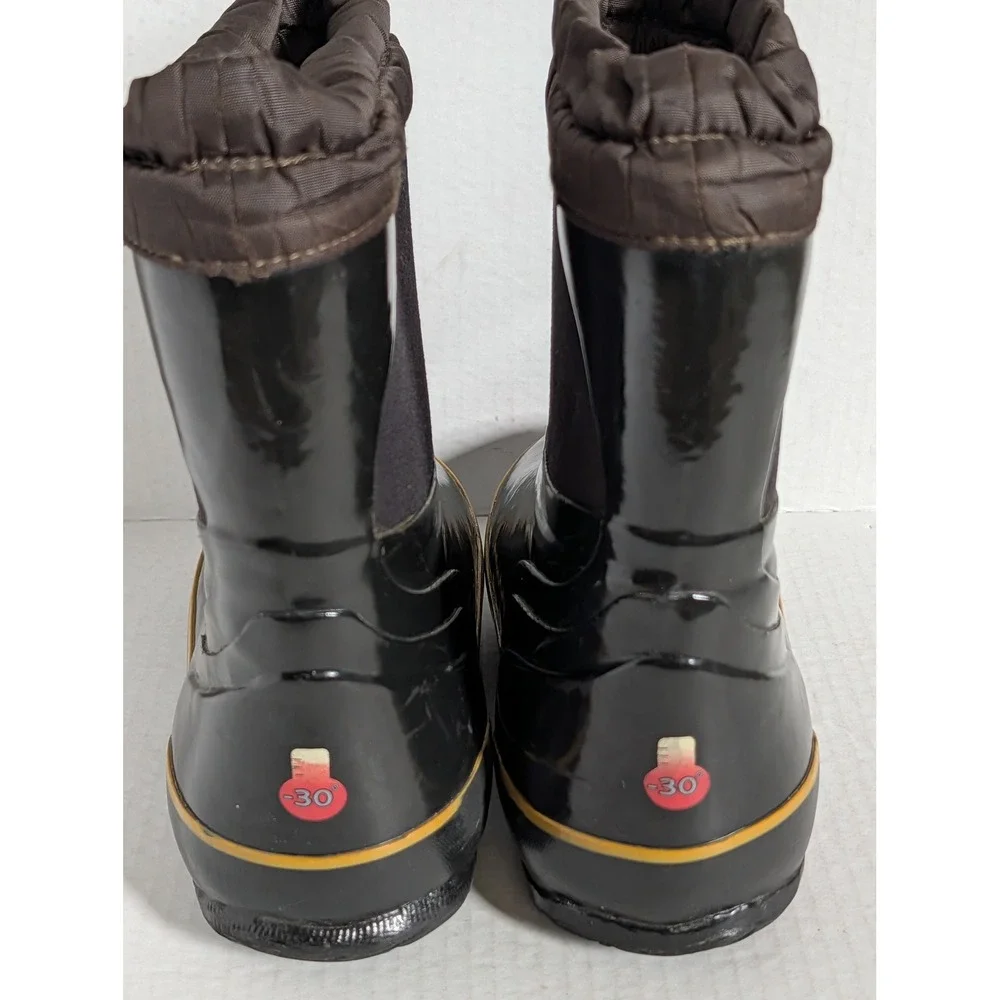 BOGS McKinley Kids Winter Snow Boots Black Yellow Size 2 Waterproof -30°